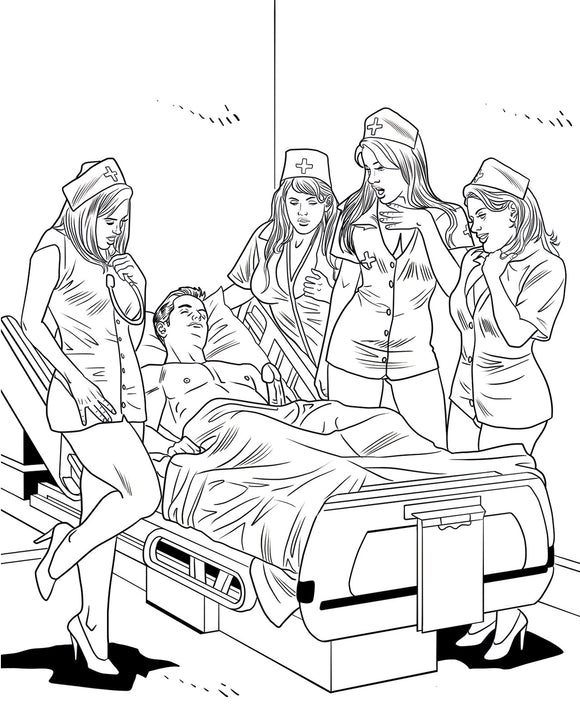 XXX Nurses Adult Colouring Book: A Journey into Fantasy and Seduction Product Image.