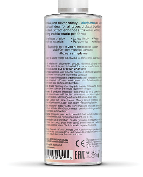 Wicked Sensual Care Simply Aqua Special Edition Water Based Lubricant - 4 oz Product Image.