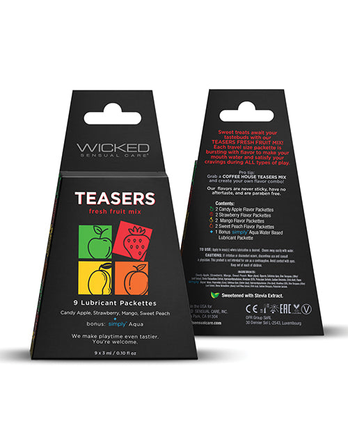 Wicked Sensual Care Teasers Fresh Fruit Mix Lubricant Packettes Product Image.