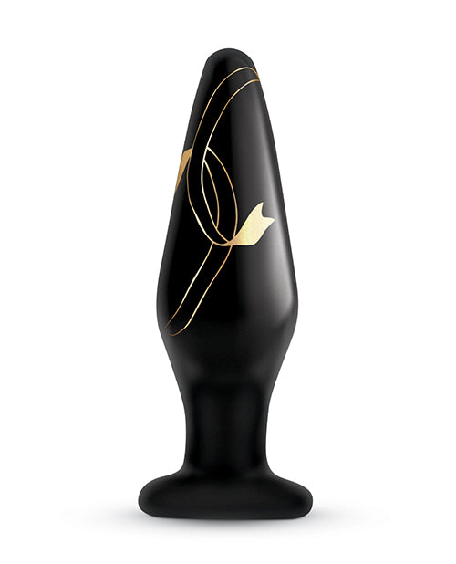 Secret Kisses Luxury Black/Gold Handblown Glass Plug Product Image.