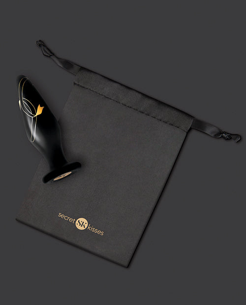 Tapón de vidrio soplado a mano Secret Kisses Luxury negro/dorado Product Image.