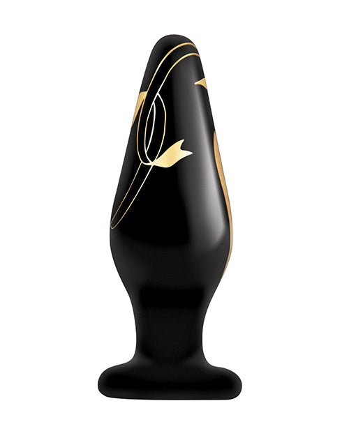 Secret Kisses Black/Gold Handblown Glass Plug Product Image.