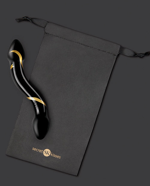 Secret Kisses 7.5 吋手吹雙頭假陽具 - 黑色/金色 Product Image.
