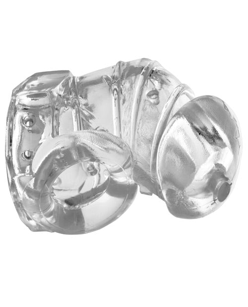 Master Series Detained 2.0 Clear Chastity Cage: Enhanced Stimulation & Discreet Comfort