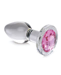 Booty Sparks Plug anal de cristal con gema rosa