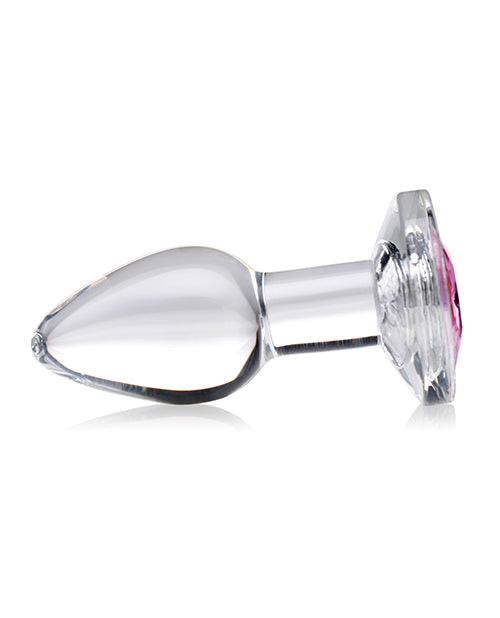 Booty Sparks Plug anal de cristal con gema rosa Product Image.