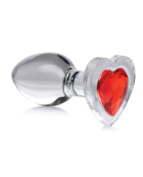Booty Sparks Tapón anal de cristal con gema de corazón rojo - Glamour íntimo de lujo Product Image.