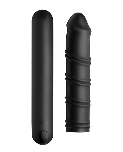 砰! XL 子彈頭和漩渦矽膠套 - 黑色 Product Image.