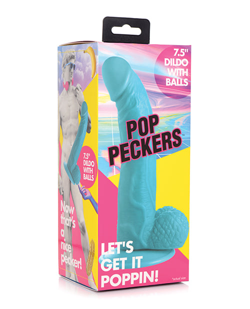 Pop Peckers 7.5 英寸帶球紫色假陽具 – 擁抱您的慾望 Product Image.