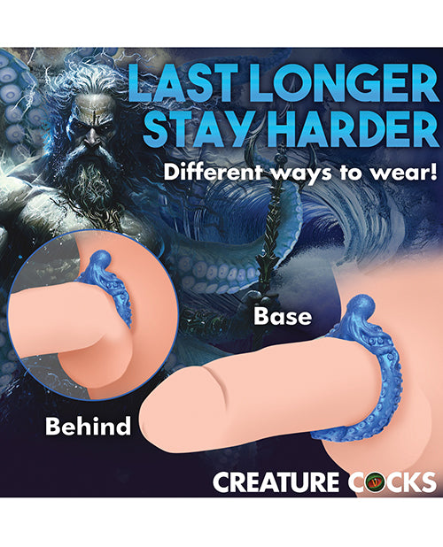 Creature Cocks Poseidon's Octo Silicone Cock Ring - Blue Product Image.