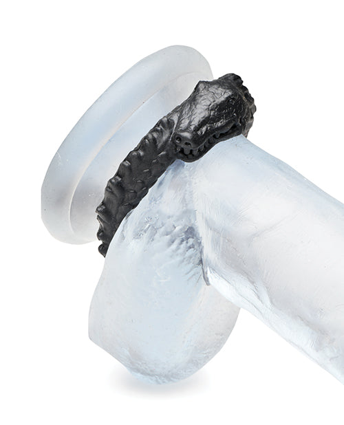 Creature Cocks Caiman Silicone Cock Ring - Black Product Image.