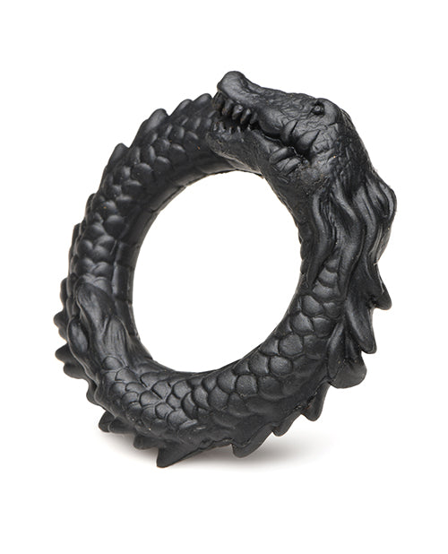 Creature Cocks Caiman Silicone Cock Ring - Black Product Image.