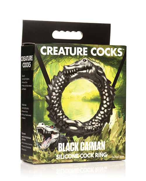 Creature Cocks Caiman Silicone Cock Ring - Black Product Image.