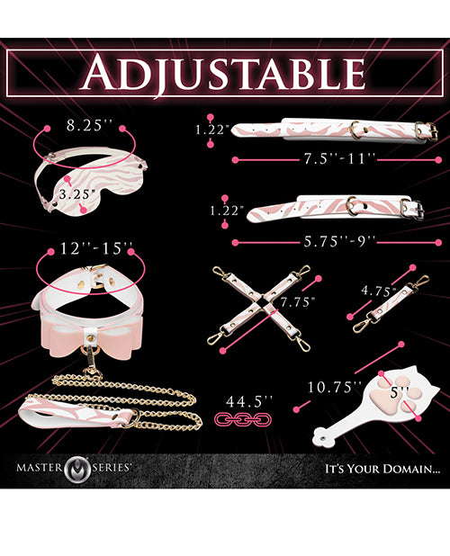 Juego de bondage Master Series Tiger Kitty - Cuero vegano rosa y detalles dorados Product Image.