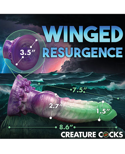 Creature Cocks Aqua Phoenix Silicone Dildo - Jade & Purple Fantasy Pleasure