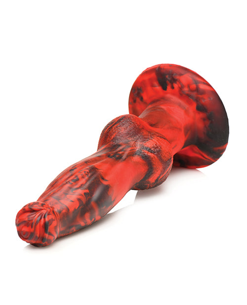 Consolador de silicona con vibración y empuje Hell-Wolf - Negro/Rojo Product Image.