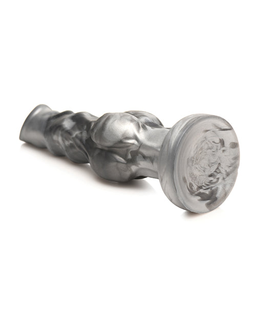 Night Prowler Silicone Dildo - Black/Silver Product Image.