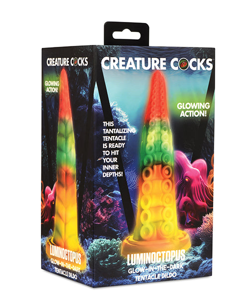 Shop for the Creature Cocks Luminoctopus Glow-in-the-Dark Tentacle Dildo - Rainbow at My Ruby Lips