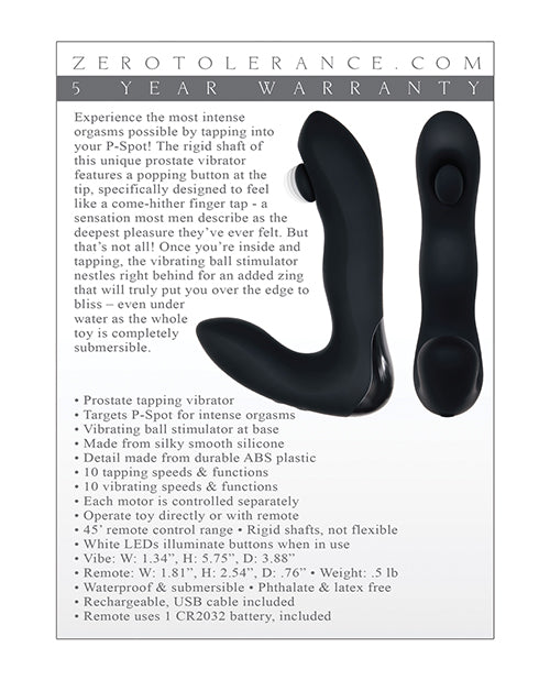 Zero Tolerance Tap It - Black: Ultimate Prostate Pleasure Product Image.