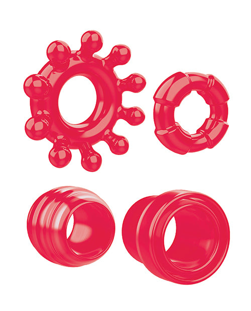 "Juego de anillos para el pene con alarma de tolerancia cero - Rojo" Product Image.