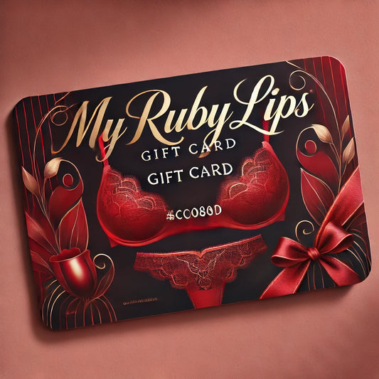 My Ruby Lips luxury gift card featuring a deep red background, lingerie accents, and elegant typography. - featured product image.