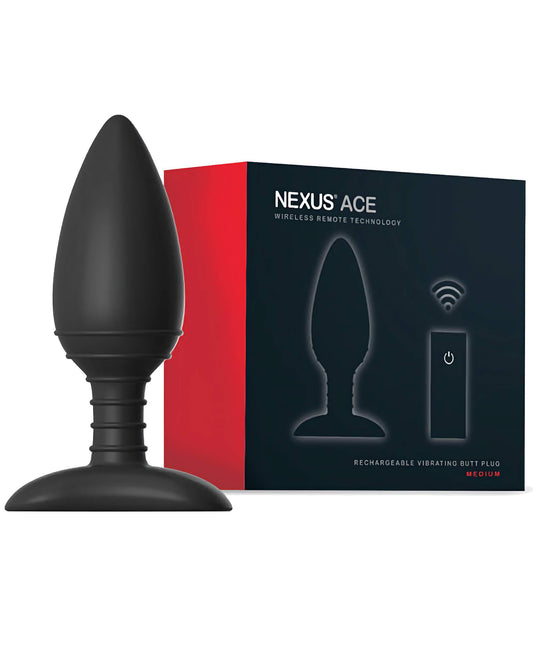 Nexus Ace Remote Control Butt Plug Medium - Black - featured product image.