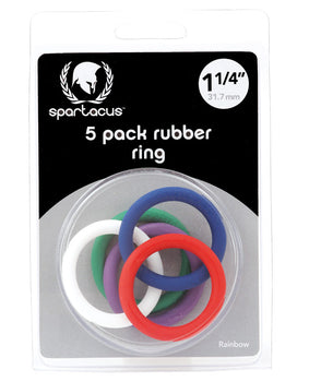 Spartacus Rainbow Juego de anillos de goma para el pene de 1,25" - Paquete de 5 - Featured Product Image