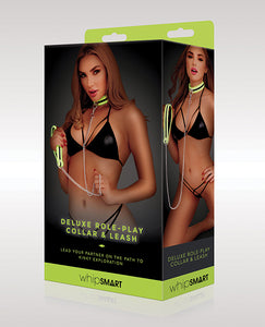 WhipSmart Glow-in-the-Dark Green Role Play Collar & Leash