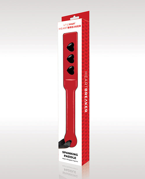 WhipSmart Heartbreaker Spanking Paddle: Red/Black - Beginner-Friendly & Stylish 🖤 Product Image.