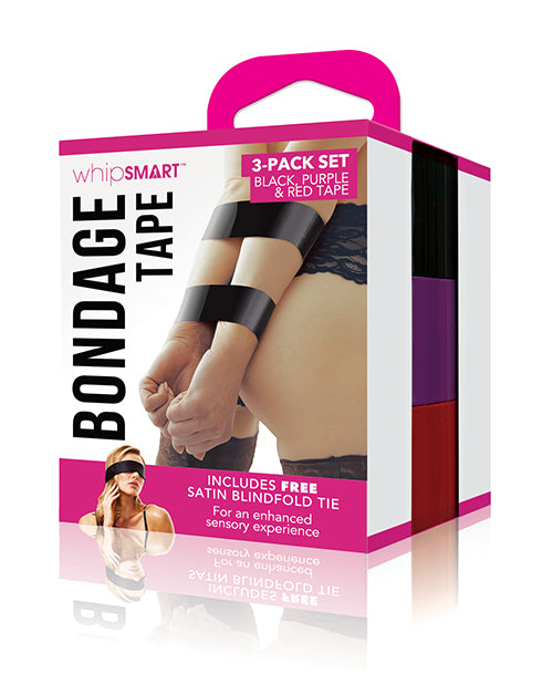 Whipsmart Bondage Tape Set: Customisable Restraints, Safe PVC, Sensory Eye Mask - Pack of 3 - featured product image.