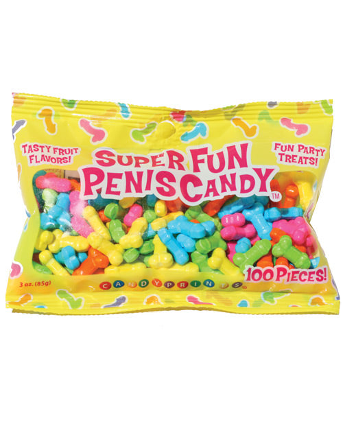 "Cheeky Fruit-Flavoured Penis Candies - 100 Pcs in 3 oz Bag" Product Image.