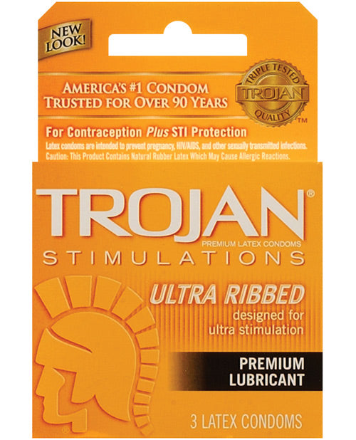 Trojan Ultra Ribbed Condoms: Enhanced Stimulation Pack Product Image.