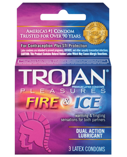 Condones Trojan Fire &amp; Ice: marca confiable, lubricante de doble acción, probado electrónicamente - featured product image.