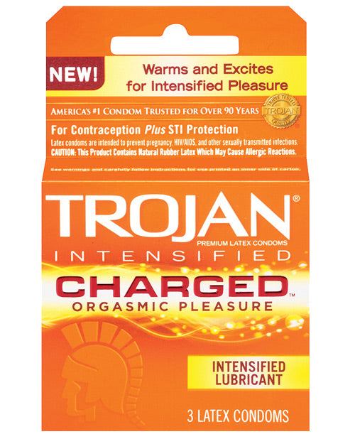 Preservativos intensificados Trojan Charged - Paquete de 3 - featured product image.