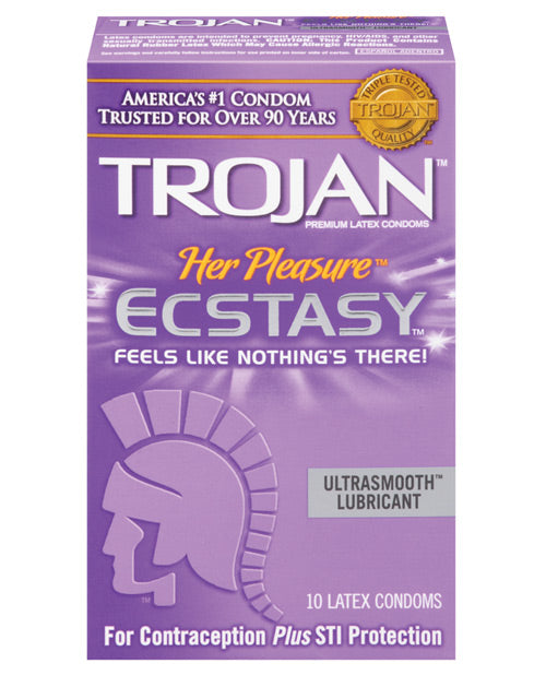 Trojan Her Pleasure Ecstasy Condoms - Ultimate Sensation & Comfort Product Image.