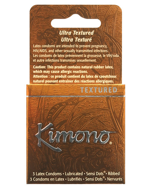 Kimono Textured Ribbed+Sensi Dots Condoms - Set of 3 - featured product image.