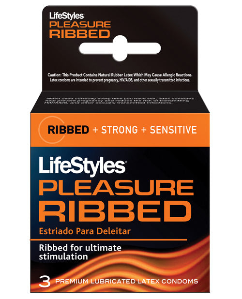 Lifestyles Ultra Ribbed Condoms - 3-Pack - featured product image.