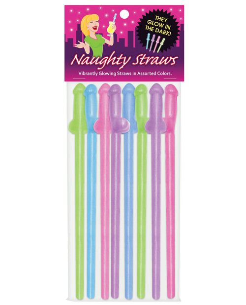 Glow in the Dark Penis Straws - Assorted Colors (Pack of 8) - featured product image.