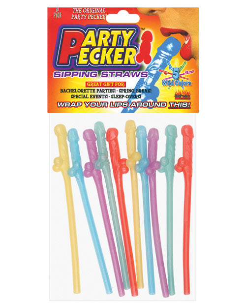Cheeky Cock-shaped Party Straws - Pack of 10 Product Image.