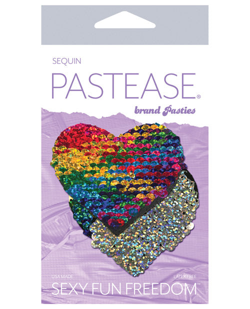 Pezoneras con forma de corazón y lentejuelas que cambian de color en blanco y perlado de Pastease® - featured product image.