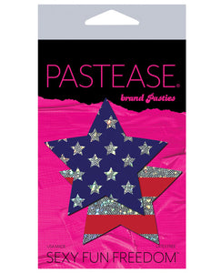 Pastease Premium Glitter Patriotic Star Nipple Covers - Red/Blue