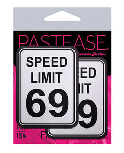 Pastease Premium Speed Limit 69 Nipple Pasties - White/Black