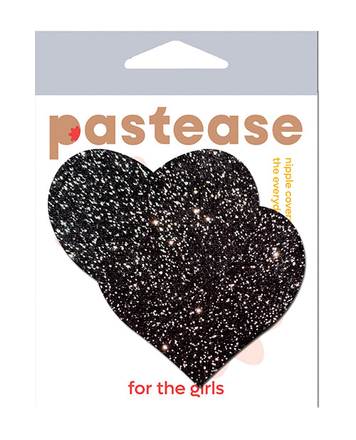 Pastas para pezones con forma de corazón negro brillante de Pastease - featured product image.