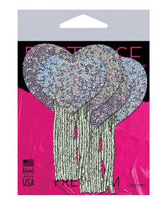 Silver Glitter Heart Pasties with Tassels