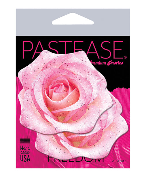 Cubre pezones de terciopelo con purpurina y rosa floreciente Product Image.