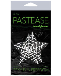 Pastease Premium Halloween Glow-in-the-Dark Web Pasties centered on a white background - featured product image.