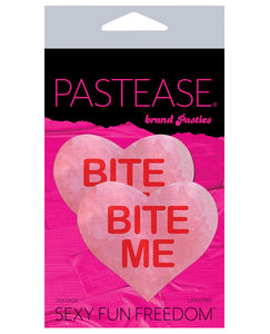 Enchanting Playfulness: Pastease Premium Bite Me Heart Nipple Covers - Pink/Red