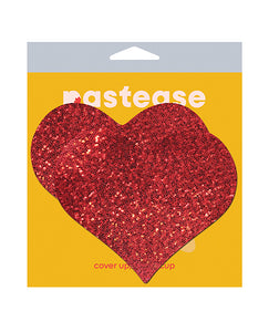 Sparkling Red Glitter Heart Nipple Covers by Pastease Coverage