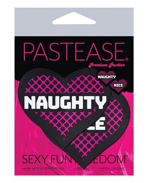 "Black/Pink Naughty & Nice Hearts Pastease - Premium Quality, One Size Fits Most" - featured product image.