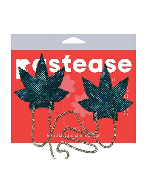 Pastas para pezones Chains Disco Weed Leaf - Verde 🍃 Product Image.